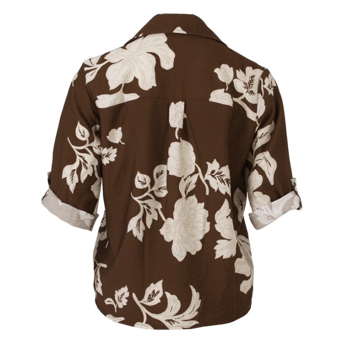 Enjoy Blouse 3/4 mouw Bruin zand print